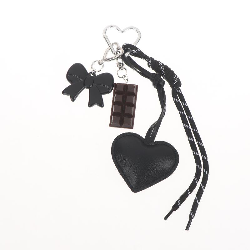 Fashionable Retro Bow Heart Bag Charm Y2K Ins Style Woven Rope Keychain Pendant Girly Trendy Car Key Holder Gifts