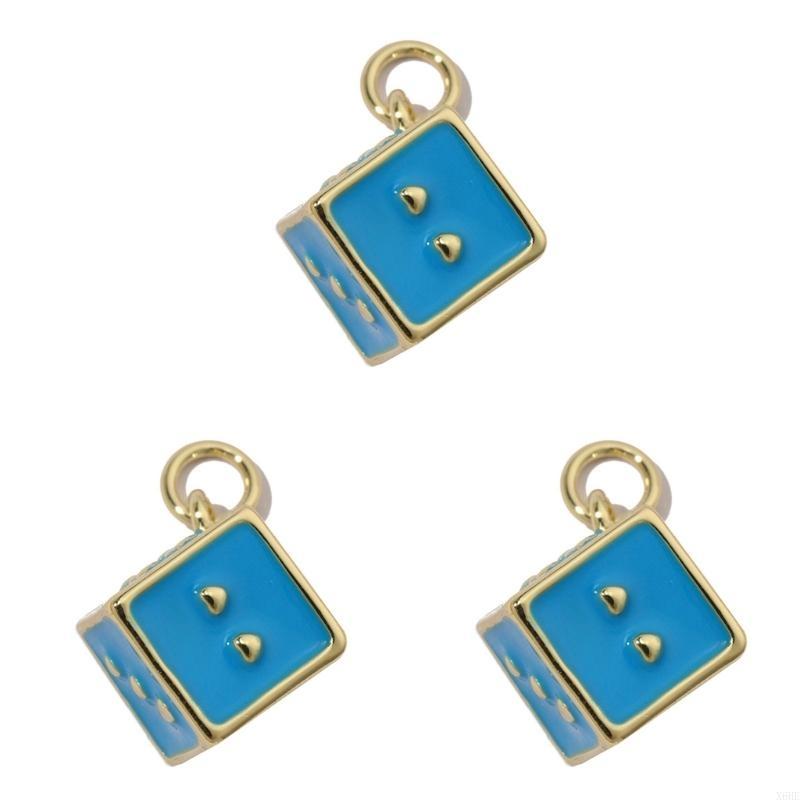 3pcs Gold Plated Enamel Heart DIY Charms Women Cubic Ziron Horseshoe Necklace Pendants Dise Poke Earring Jewelry Making Supplies