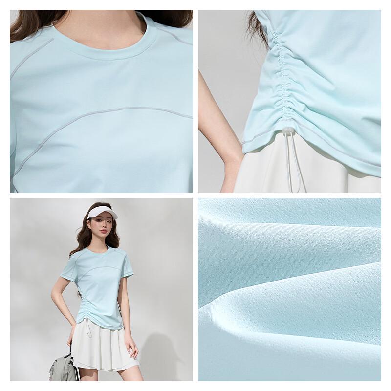 MJ STYLE Women's Color Block Drawstring Sun Protection Short Sleeve T-Shirt