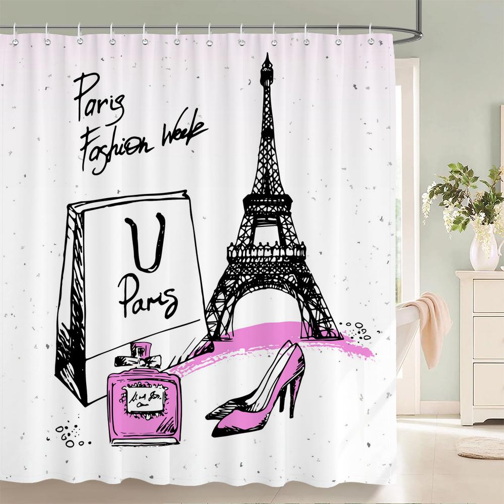 Romantic Pink 3D Shower Curtains Girls Bath Printing Bathroom Shower Curtain Waterproof Polyester Fabric Bath Curtain Decoration