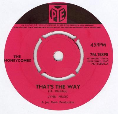 7inch Record HONEYCOMBS - That's The Way  7N15890 Pye Records 1965 UK Rock Used