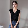 Simple Commuting V-Neck Sleeveless Vest T-Shirt for Women