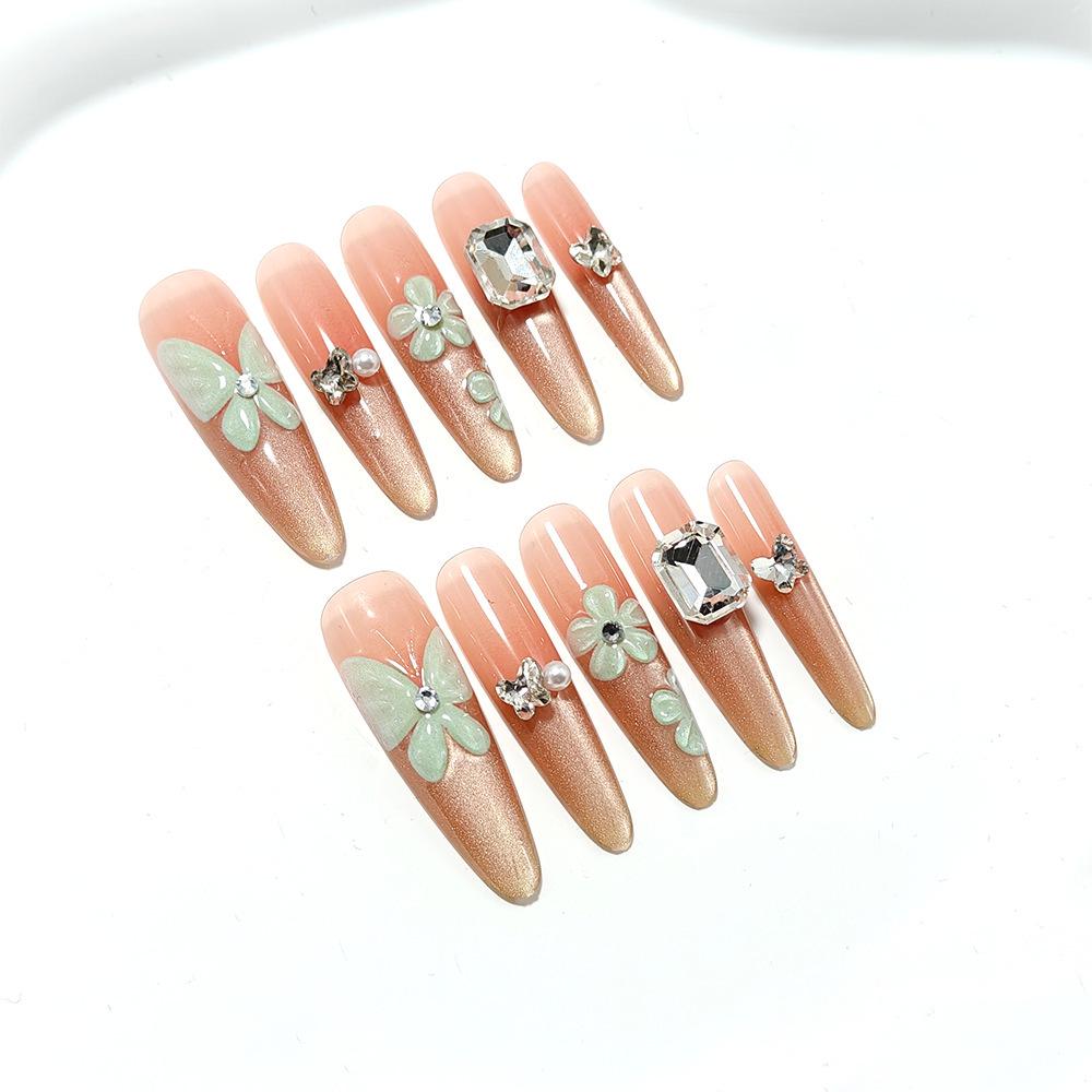 Butterfly French Cat Eye Heart Nail Art - Bling Girly Sweet Pure Desire Tips Small