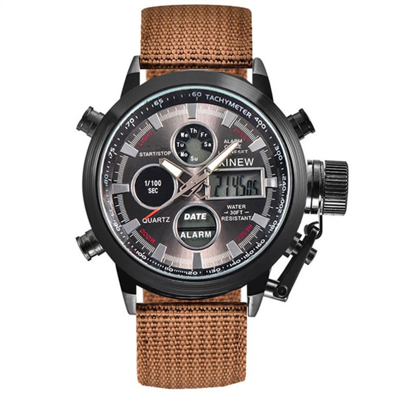 Relogio Masculino Original Big Brand Men Watches Cool Fashion Nylon Band Sport Dual Time Digital Watch Reloj Hombre Montre Homme