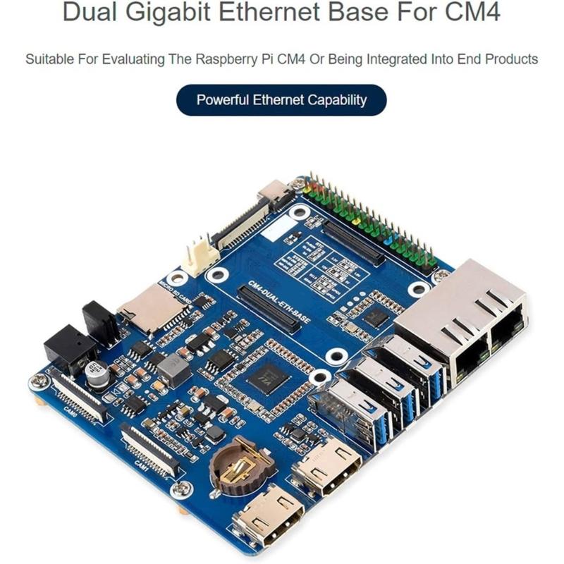 For RPi Compute Module Networking Board CM4 TWO H BASE Two Hernets Expansion Board with Multiple Interfaces