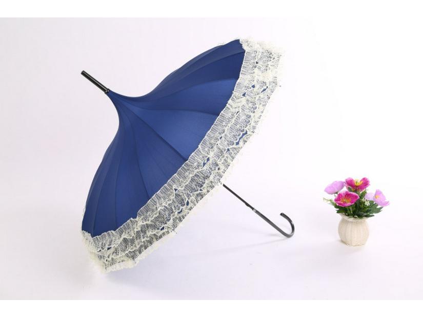 Baota 16-Rib Sun & Rain Bridal Photography Umbrella with Lace Trim and Curved Handle