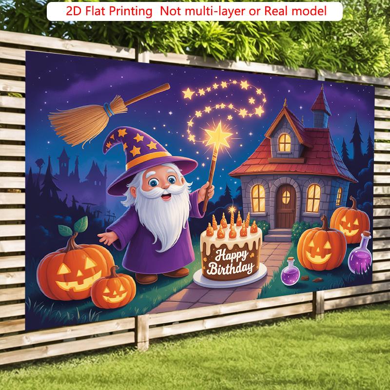 Party Backdrop Halloween Flat Wizard Pumpkin House Event Backdrop Decoration Birthday Party Decor