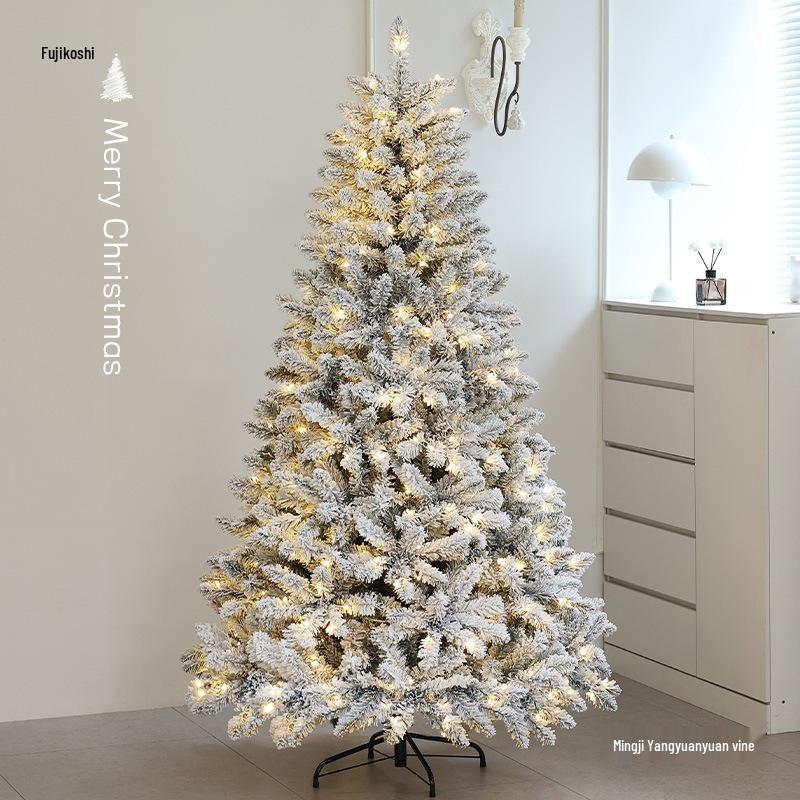 White Snowfall Christmas Tree with Flocked Finish - Sizes: 1.5m, 1.8m, 2.1m, 2.4m