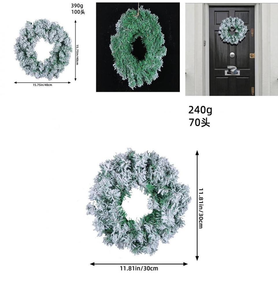 Wholesale 2023 New Christmas Wreath With Snowy Pvc Vine For Decoration In Shopping Mall And Window Display Small Medium And Large Sizes