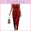 Elegant V Neck Sleeveless Long Dress With Asymmetric Hem For Formal Events