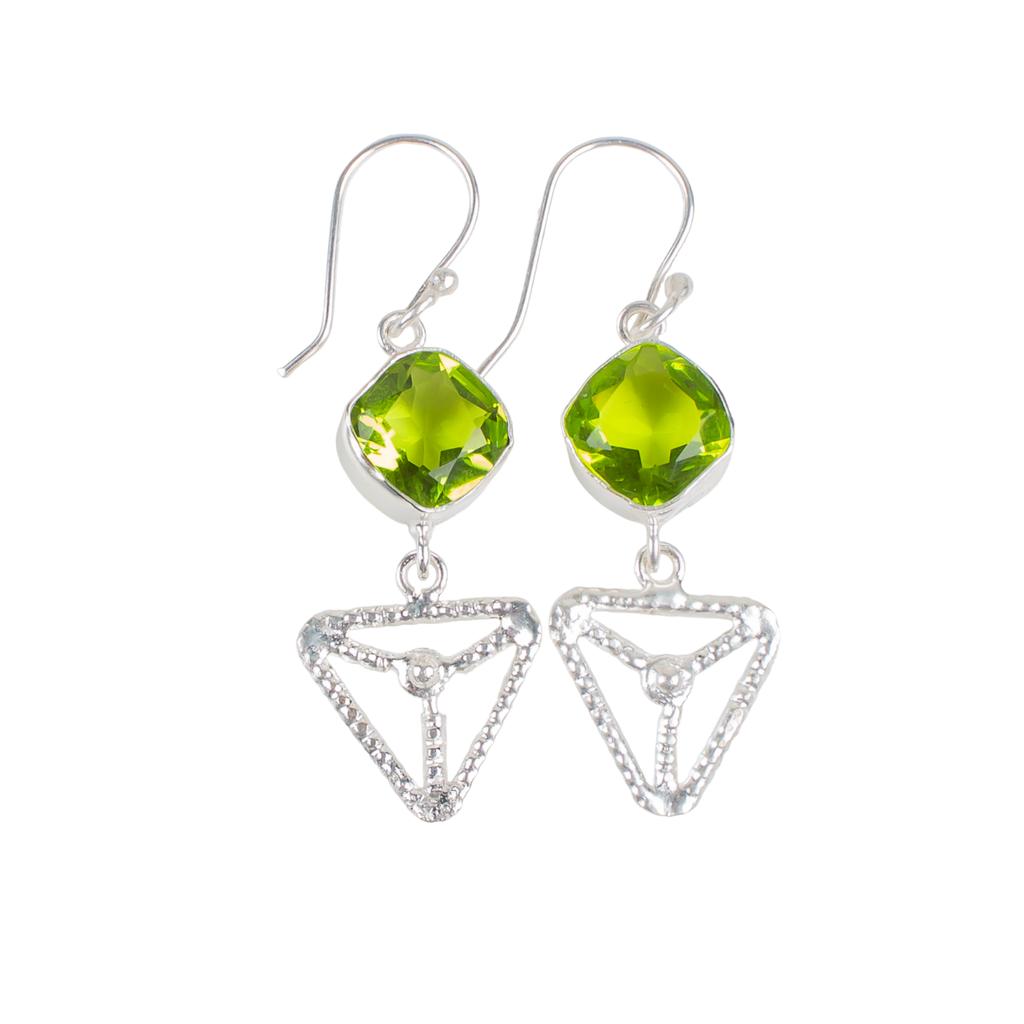 Peridot Gemstone 925 Sterling Silver Jewelry Handcrafted Earrings 2.00" For Her EE-45-5