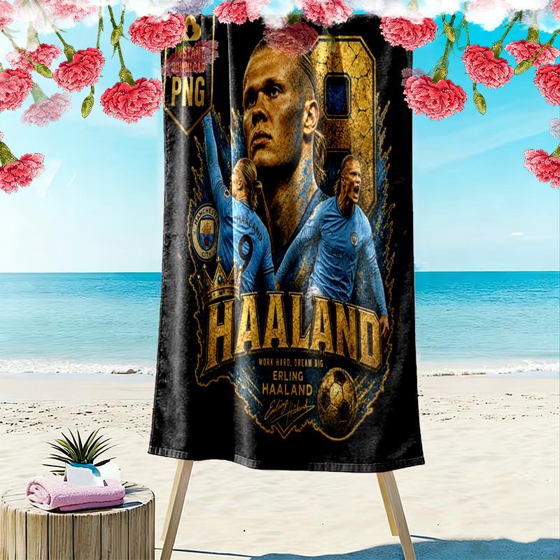 Haaland'S Norwegen Fußball Ruhm Strandtuch Strand Outdoor Camping Schnelltrocknendes Badetuch Küste Schwimmen Reise Und Urlaubs Handtücher Strandtuch
