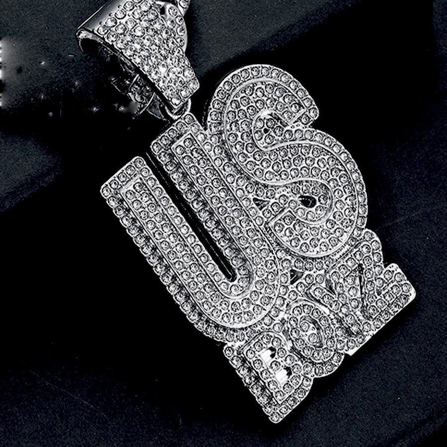 Hot Selling Letter USBOYZ Pendant Personalized Hip-hop Necklace Cuban Chain Alloy Personalized Retro Necklace