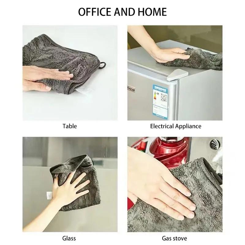 Microfiber Car Wash Towels Soft Drying Cloths Car Washing Towel Double Layer Plush Thickened Water Absorption Car Rags Wholesale