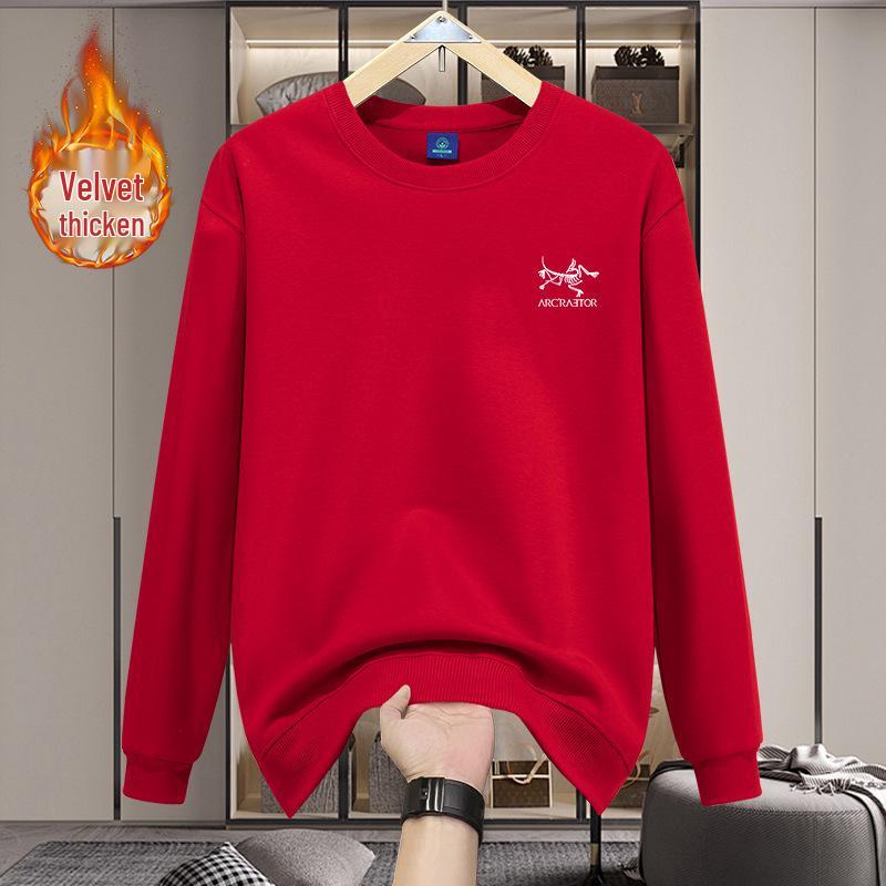 2025 Autumn American Style Heavyweight Men's Bird House Hoodie - Velvet Lined, Loose Fit, Round Neck, Long Sleeve, Unisex Winter Wear.