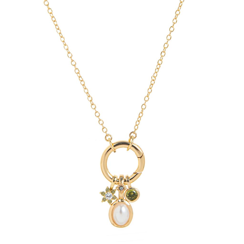 DIY Birthday Stone Necklace 12 Birthday Stone Pendant Zircon Clavicle Chain Plated with Genuine Gold for Color Preservation