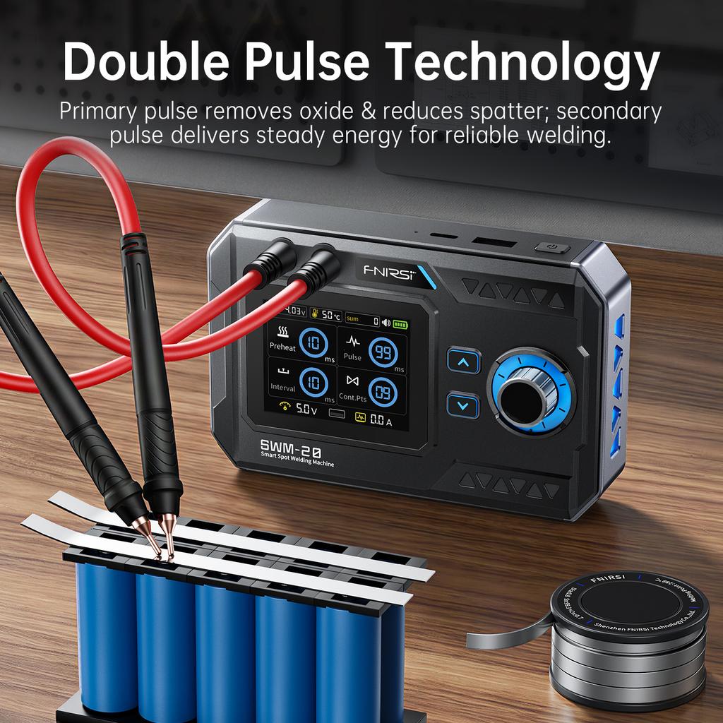 FNIRSI SWM-11 Portable Spot Welder Double Pulse Battery Welding Machine 18611 Battery DIY Pack Welding Tool 1.1mm Nickel Chip
