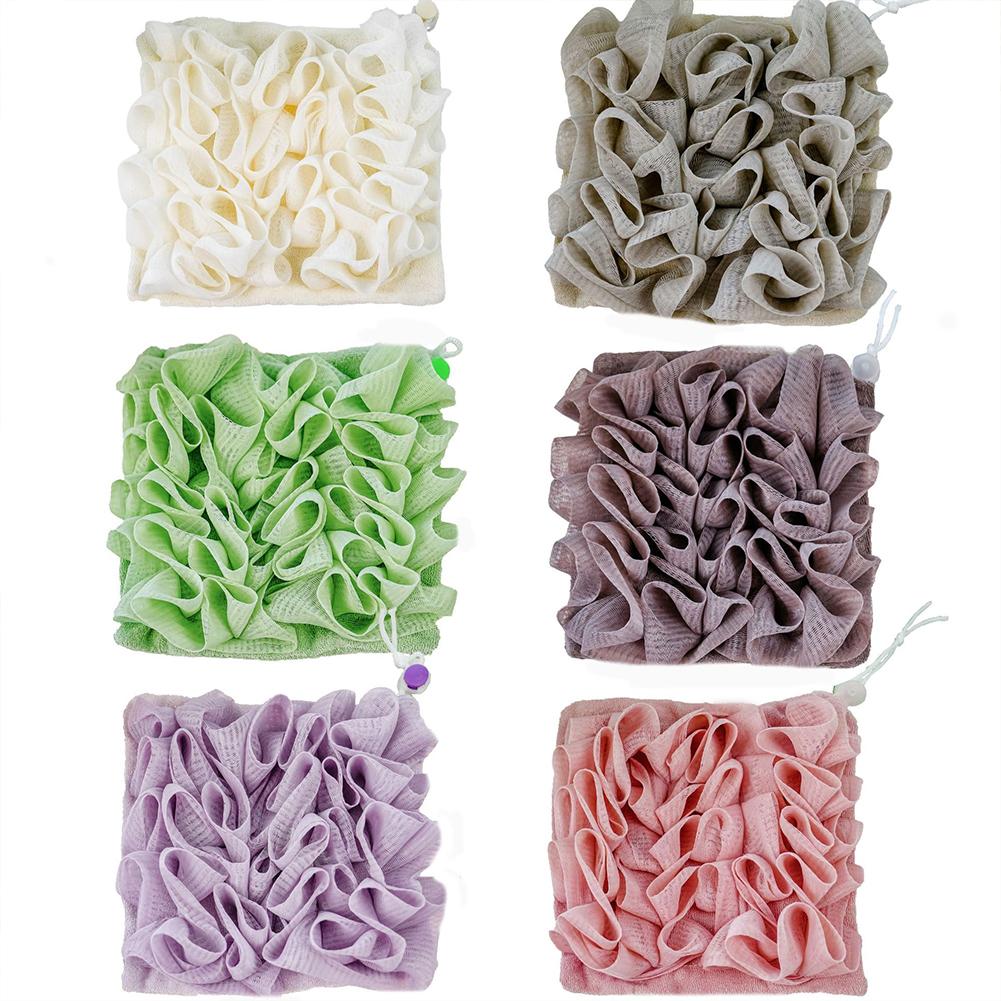 2-In-1 Bath Ball Towel Loofah with Drawstring Closure for Soap Soft Exfoliating Mesh Shower Sponge Skin Care Bathing Tool