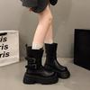 Winter Plateau Dicke Sohle Damen Knöchel Gürtelschnalle Zum Hineinschlüpfen Punk Modern Kurz Stiefel Damen Fußschutz