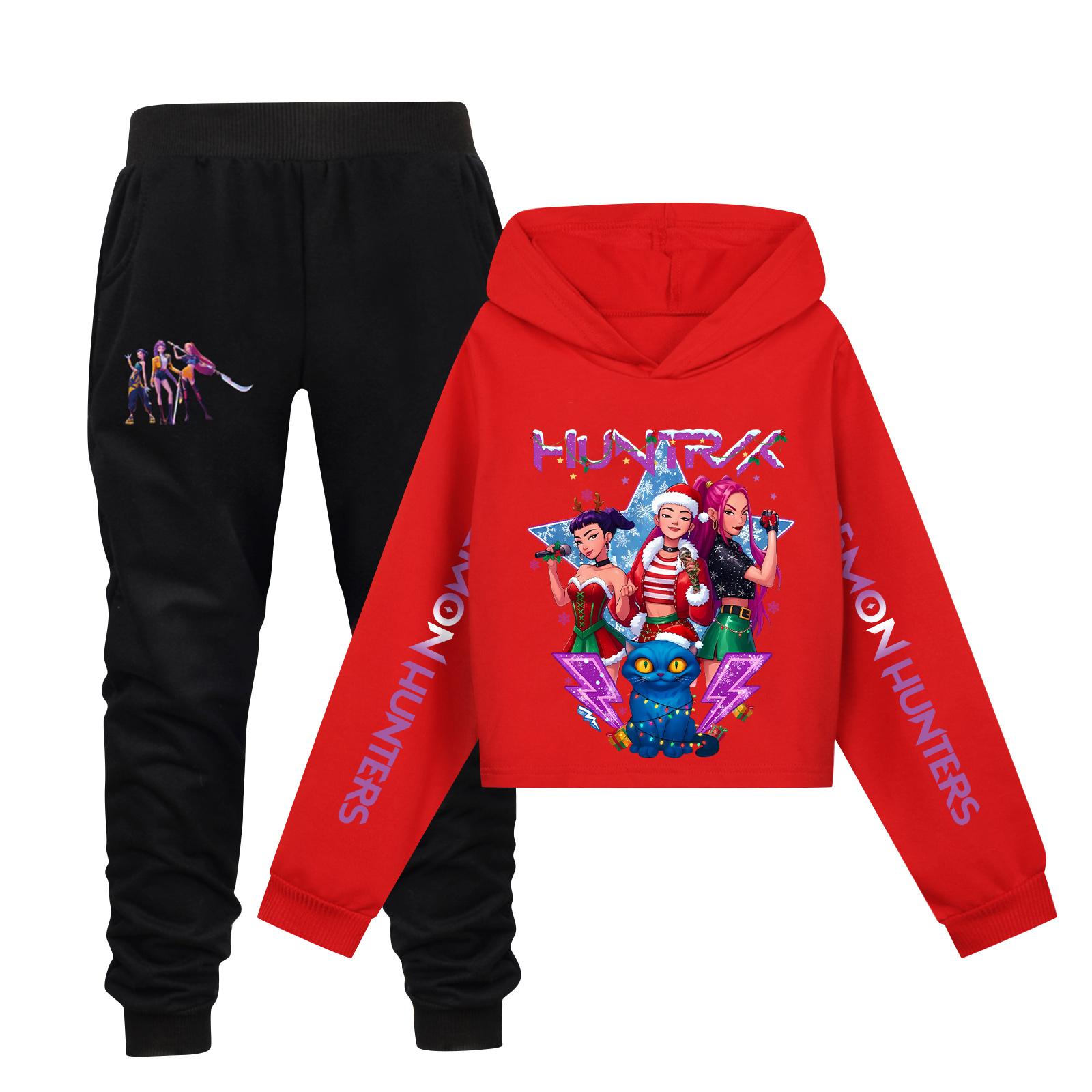 

Children s Hooded Top And Pants Two-piece Tracksuit Set Long-sleeved Printed Sweatshirt Set 150 красный