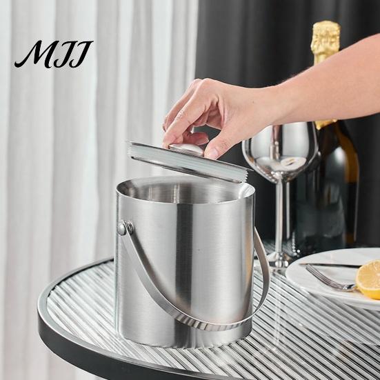 Champagne Ice Bucket Stainless Steel with Lid Double-Wall Insulated Wine Cooler 1.4/2/3L Large Capacity Rust-Proof Barrel for Bars Hotels