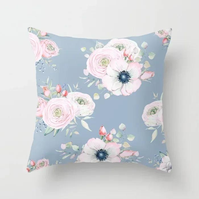 Fashion Garden Flower Pattern Pillowcase Office Car Cushion Cover Living Room Bedroom Sofa Decorative Pillowcase 45*45Cm