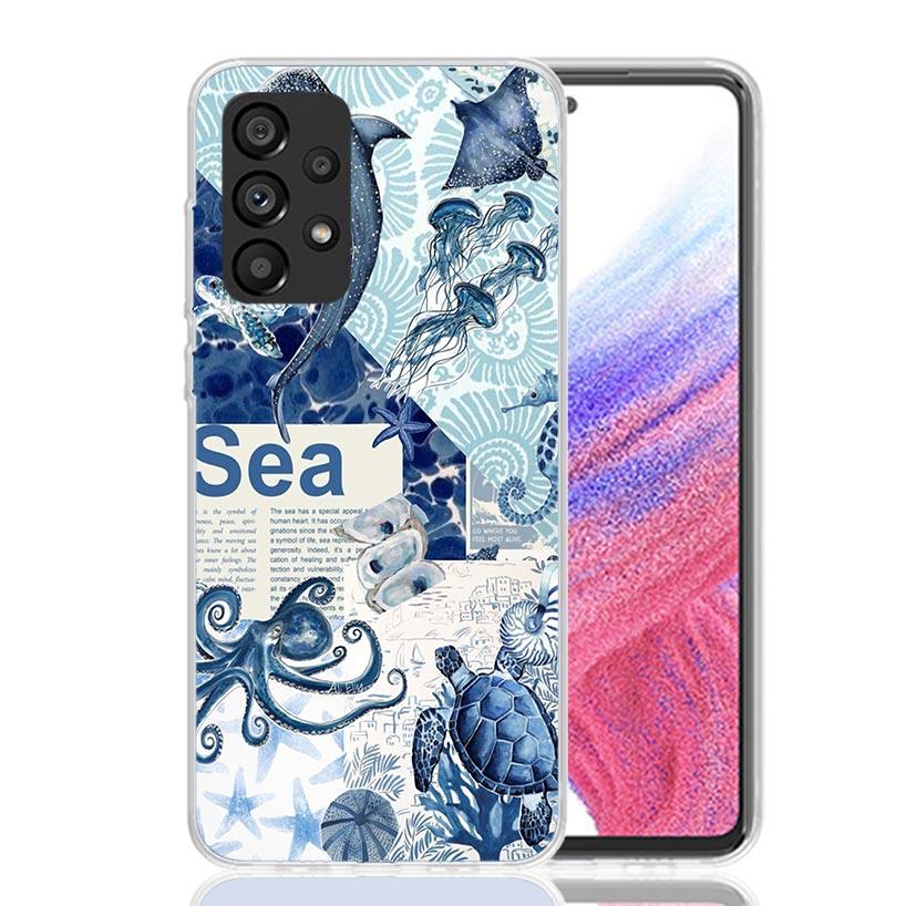 Ocean Starfish Sea Turtle Shark Phone Case For Samsung Galaxy A52 A32 A22 A12 A02S A50S A30S A51 A31 AA71 Note 20 Ultra 10 S10 P