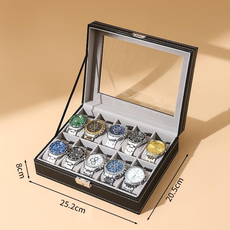 Delesys 2/3/4/5/6/8/9/10/12/20 Slots Household Multi Functional Watch And Jewelry Storage Box Pu Leather Watch Display Case