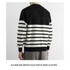 Pullover Button Contrast Striped Versatile Sweater for Men's Casual Fashion Knit Top