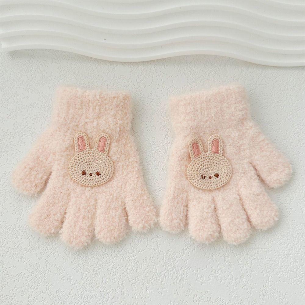 Bear Baby Fluffy Gloves Flower Knitted Mittens Warm Cartoon Pattern Gloves  Kids