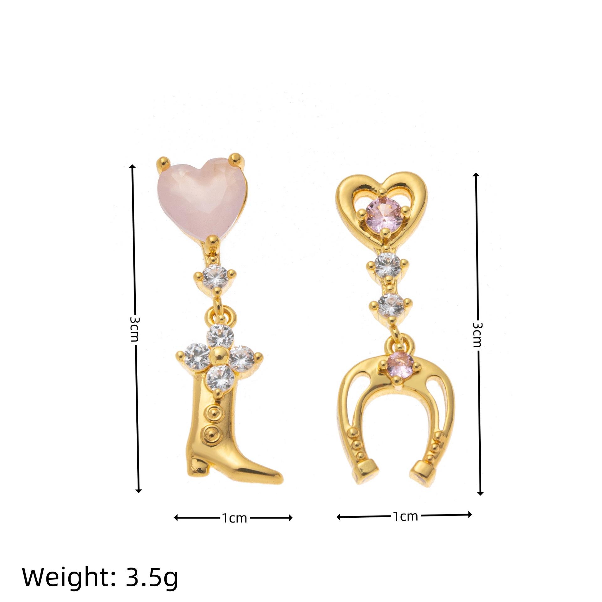Exquisite 18K Gold Zircon Bowknot Earrings with Horseshoe Design