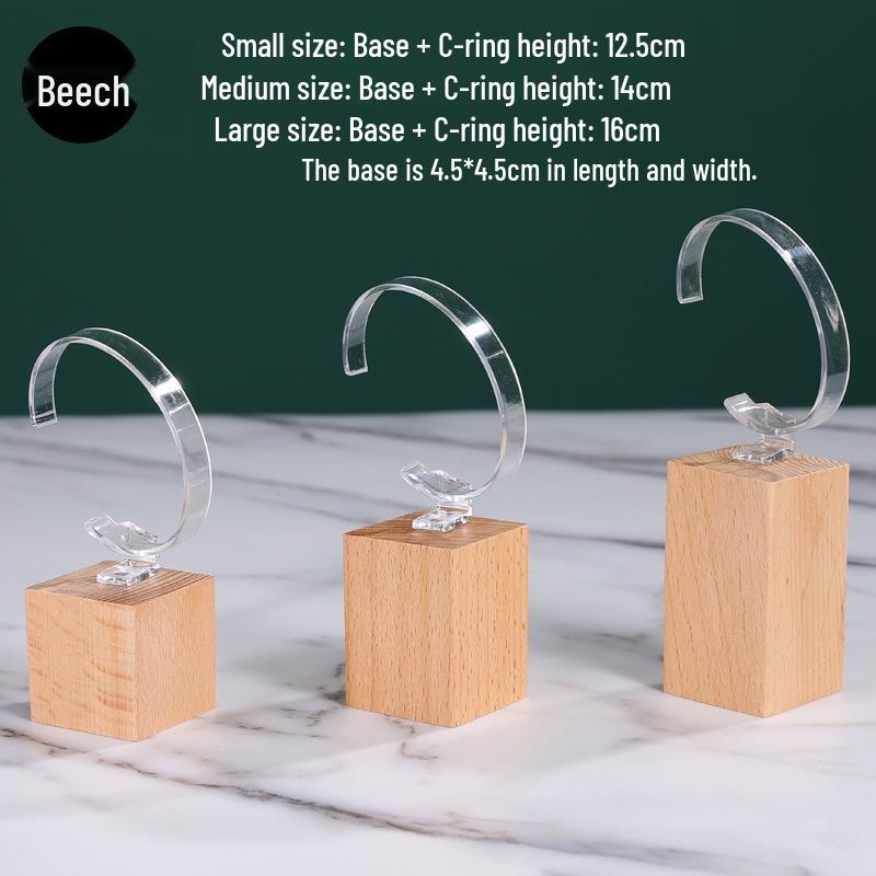 Walnut and Beech Wood Watch and Bracelet Display Stand for Men and Women