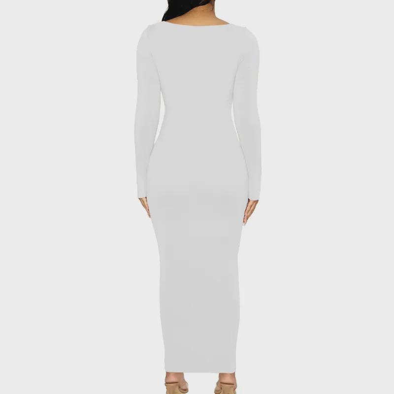 2022 Autumn/Winter Women's Solid Color Long-Sleeve Slim Dress