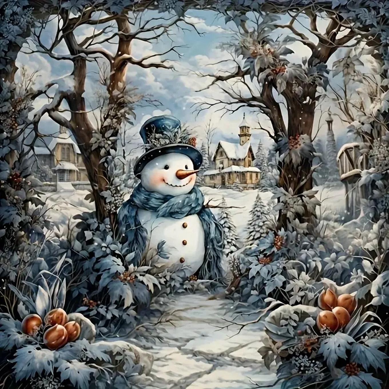 

DIY Полная круглая алмазная картина вышивка крестом Счастливого Рождества Санта-Клаус Снеговик Домашнее украшение Искусство Алмазная живопись 5d Алмазная художественная живопись Full Round 40X42.5CM