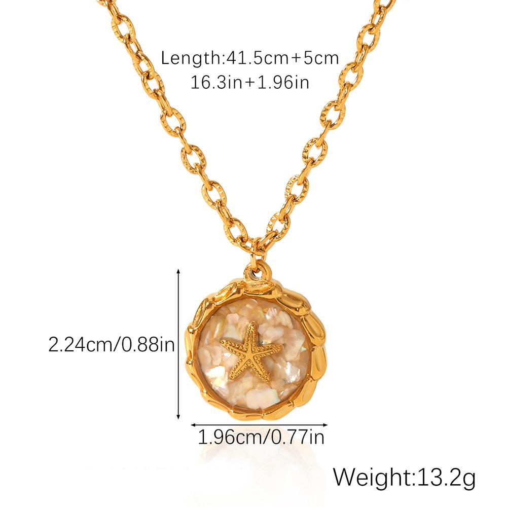 Boho Fashion Mint Green Abalone Shell Pendant Necklace Ring for Women Girl Stainless Steel Clavicle Chain Summer Beach Jewelry