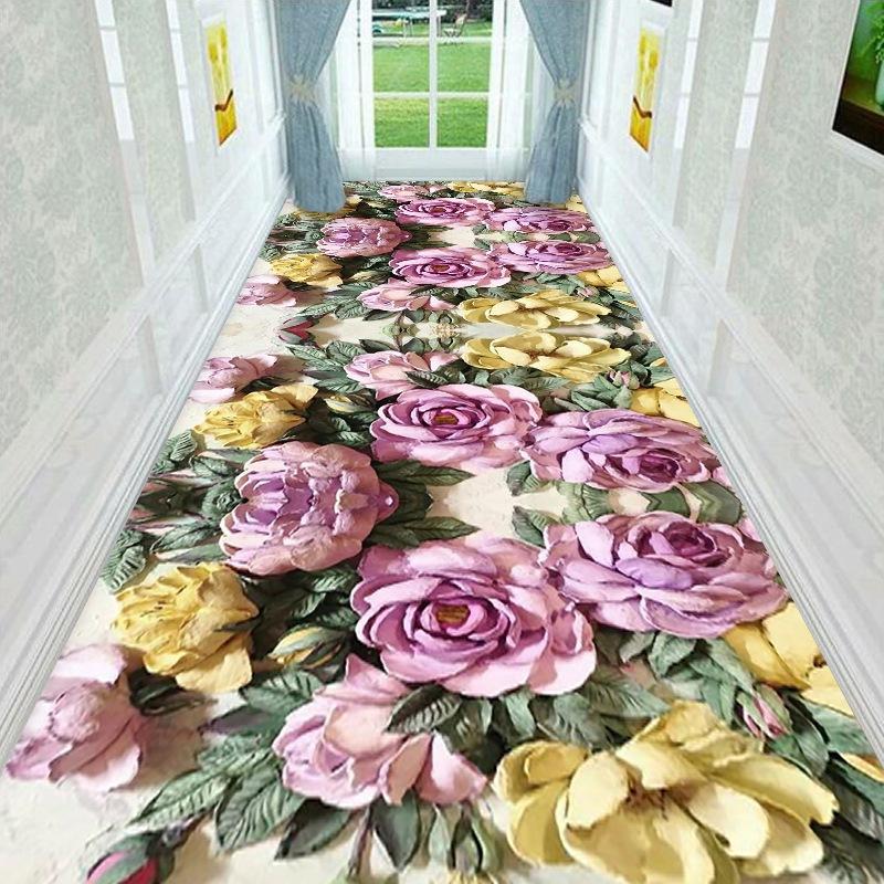 

3D ковер прихожая коридор ковер цветок трава дорожка столовая кухня ковер противоскользящий гостиная зона ковер W80*H200CM
