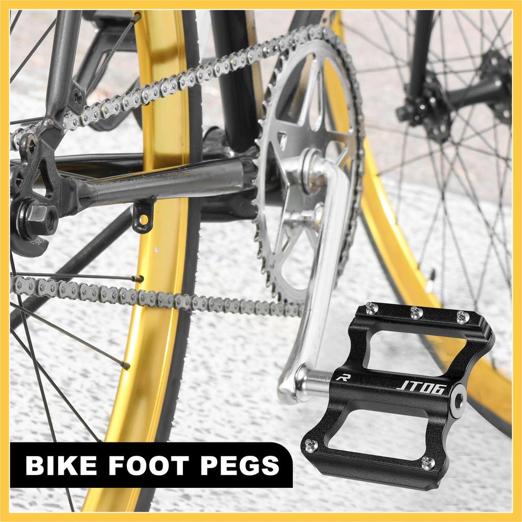 BULLSPANN Aluminum Alloy Rear Foot Flat Universal Compatible with Bicycle Replacement Accessories Pegs, Pedals, Footrests, Replacement, Black, 9/16"