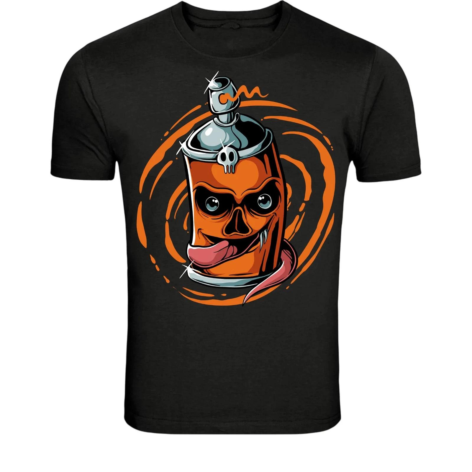 Graffiti Skull Spray Can T-Shirt - Street Art Skull Graphic Tee XL