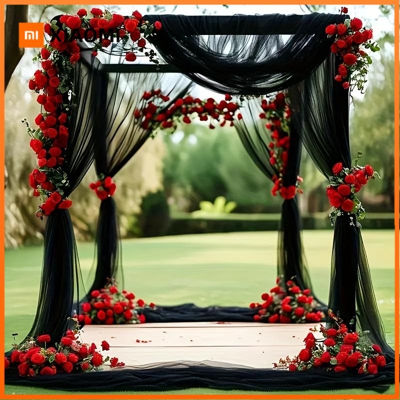 Xiaomi 2pcs 8m Black Polyester Tulle Draping Fabric Sheer Chiffon Wedding Arch Stage DIY Decor for Birthday Halloween Christmas Party