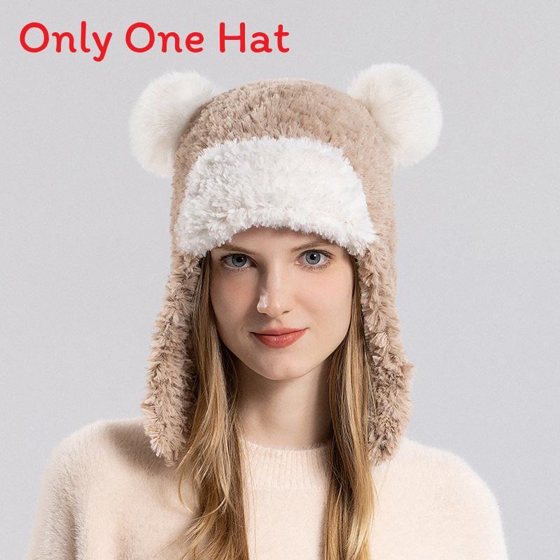 

Plush Bear Earmuff Beanie With Warmth For Girls Teens And Kids хакі