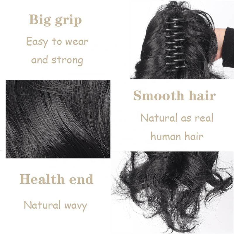 Synthetic Short Curly Hair Claw Clip On Ponytail Hair Extension Natural Looking Curly Short Pony Tail Hairpiece For Women Girls Daily Party