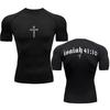 Camiseta de Compresión Gráfica Cruz de Jesús Cristo para Hombre, Ropa Interior Deportiva para Gimnasio, Rash Guard, Camiseta Deportiva de Secado Rápido