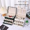 Three-Layer High-End Jewelry Storage Box with Drawers and Partitions