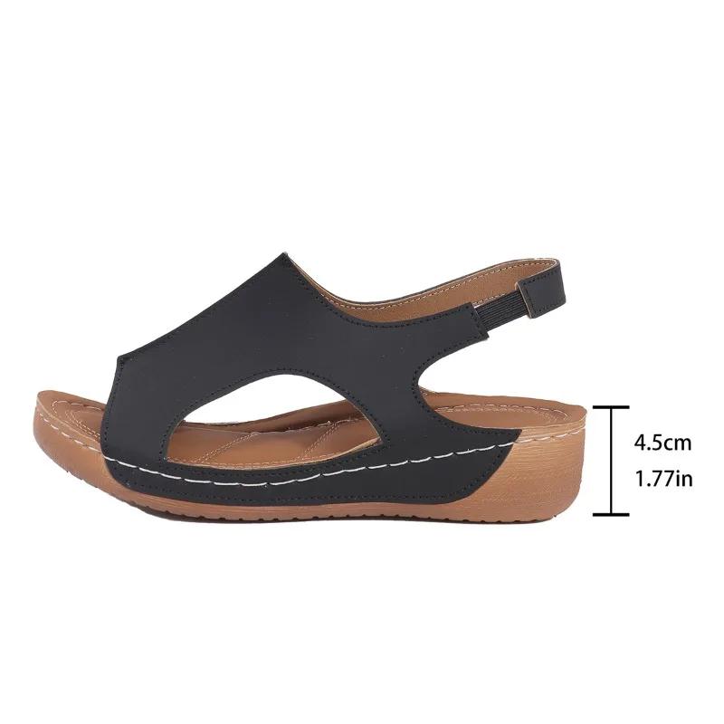 Mode Klassieke Retro Dames Sandalen 2024 Zomer Peep Toe Casual Outdoor Slippers Comfortabele Sleehak Romeinse Dames Schoenen Sandalias De Mujer