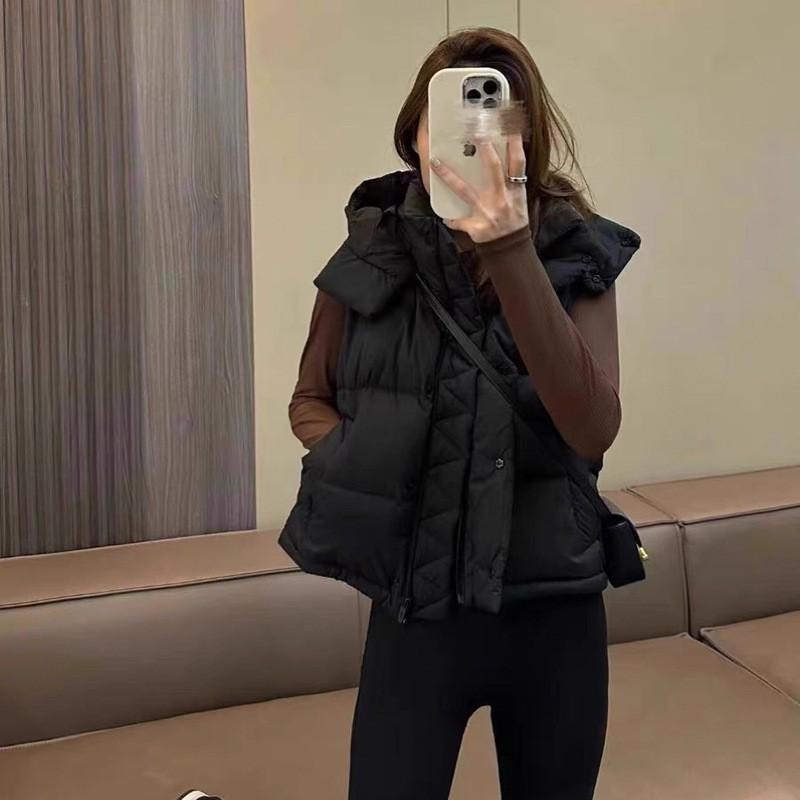 Womens Premium Down Vest 90% White Duck Hooded Puffer Sleeveless Jacket Winter 2026 Thick Warm Outerwear