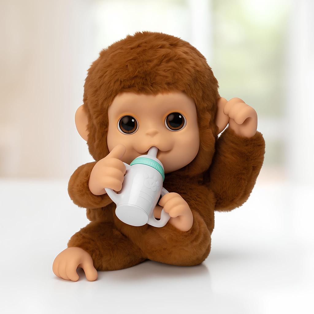 Little Live Pets My Baby Monkey Mango Sounds and Reactions Plush Interactive Monkey Toy Set with Interactive Pet for Ages 50+ Accessories, 4+