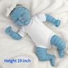 19 Zoll Blaue Handbemalte Simulationspuppe Hohe Qualität Reborn Schlafpuppen Weicher Körper Kleine Puppe Niedliche und Leicht zu Tragende Puppen Nicht Waschbar