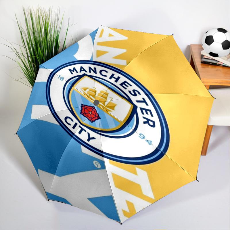Automatyczny parasol z nadrukiem City Football Club, 8-żebrowy, do podróży, na kemping, parasol codzienny, niezbędny prezent dla rodziny i przyjaciół