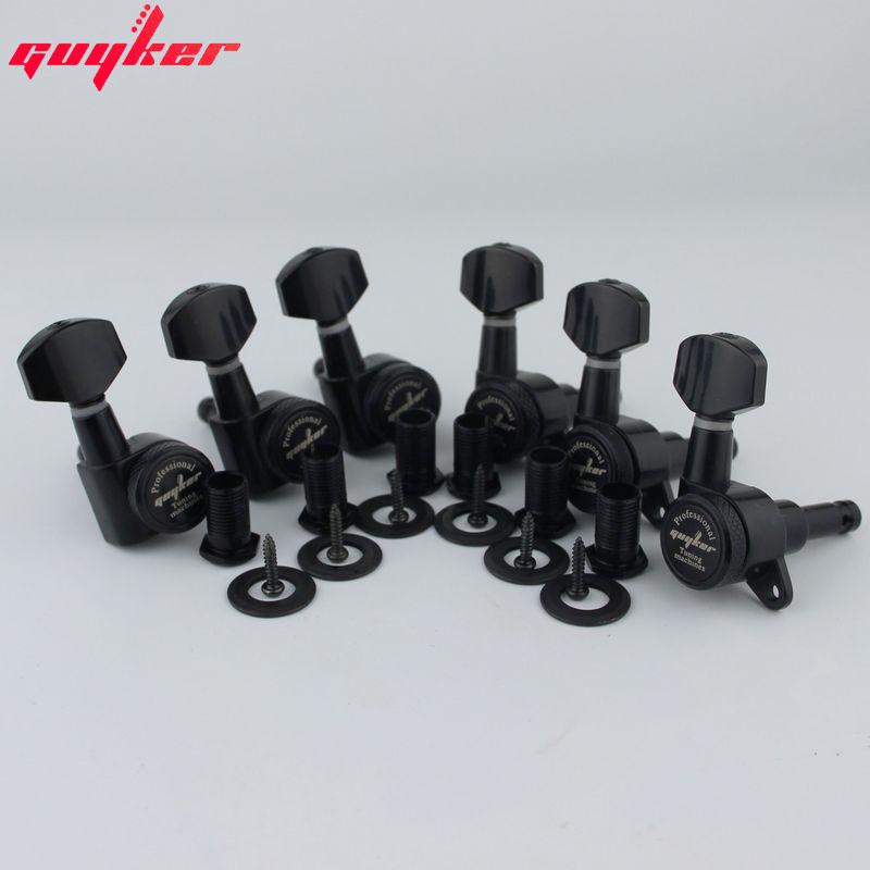 1 Set GUYKER Schwarze Locking-Gitarrenmechaniken Stimmmechaniken Übersetzungsverhältnis 1:18