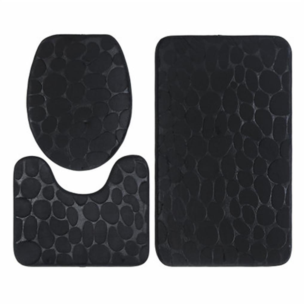 3ks Koupelnová oblázková embosovaná toaletní koupelnová podložka Protiskluzová podlahová rohožka Podložka na kryt toaletního víka pro